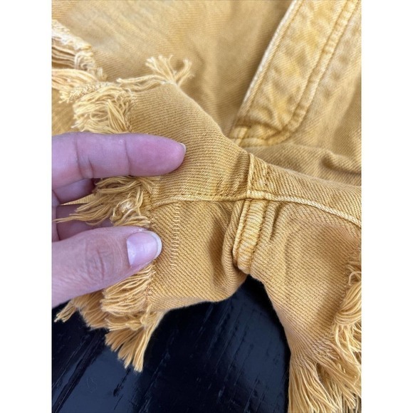 We The Free Cut-Off Denim Shorts Size 24 Mustard Yellow Raw Hem Distressed - Picture 9 of 9